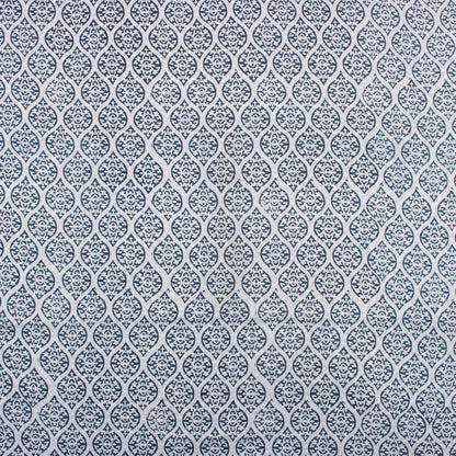 Online Hand Block Printed Blue Leaf Cotton Fabric