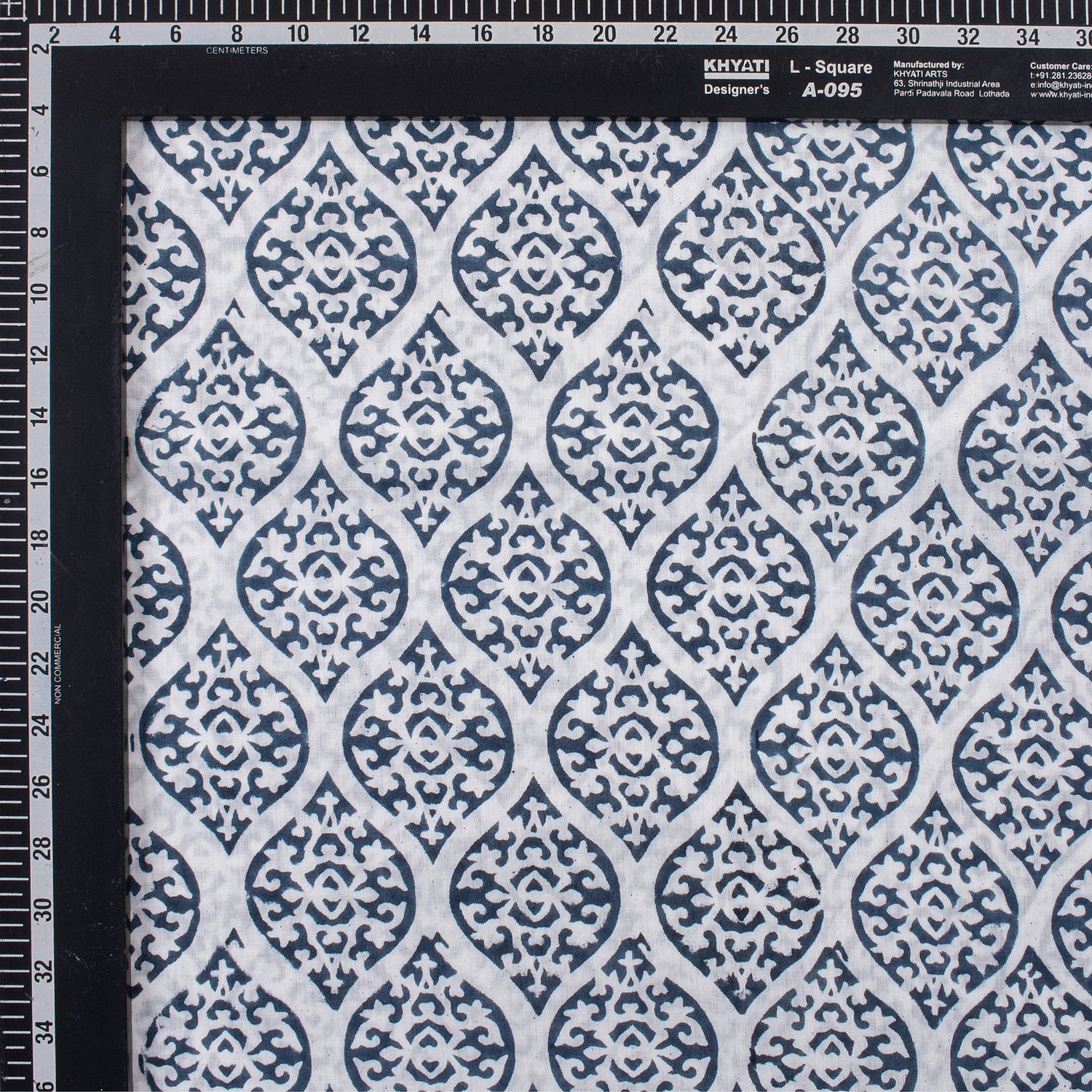 Online Hand Block Printed Blue Leaf Cotton Fabric