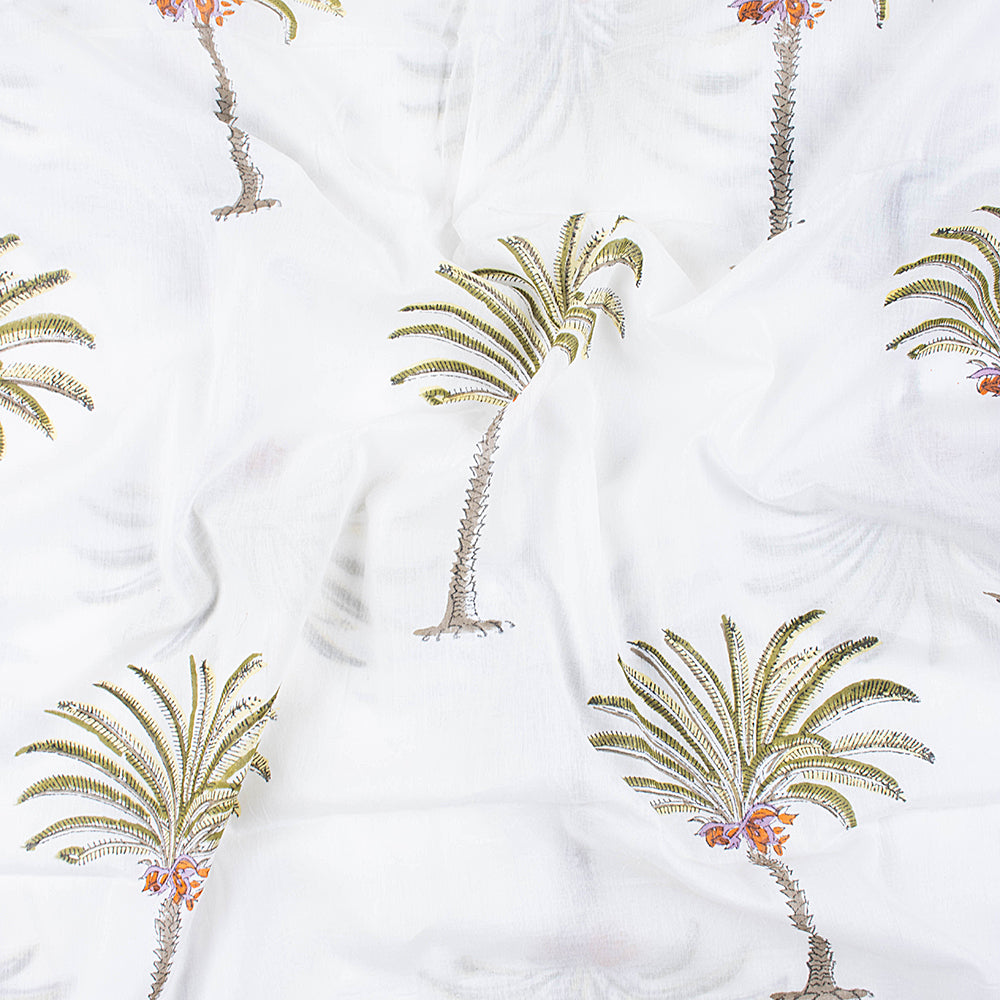 Hand-Dyed Palm Print Soft Cotton Fabric