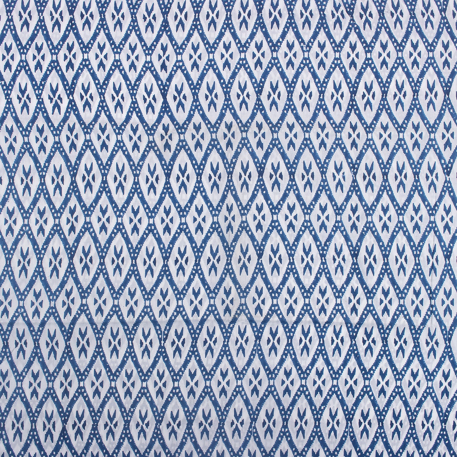 Blue Ikat Print Soft Cotton Fabric for Dress