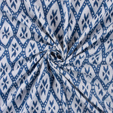 Blue Ikat Print Soft Cotton Fabric for Dress