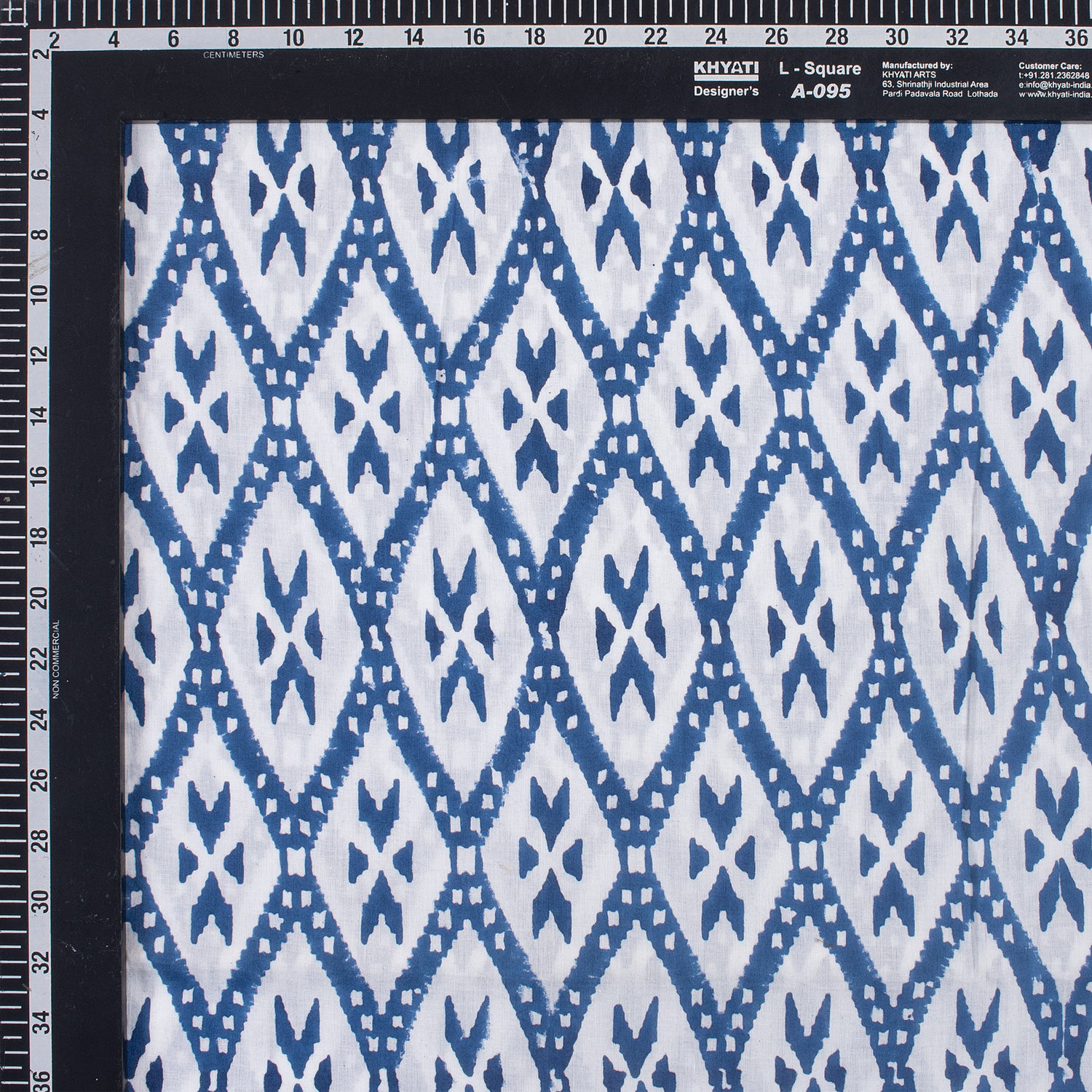 Blue Ikat Print Soft Cotton Fabric for Dress