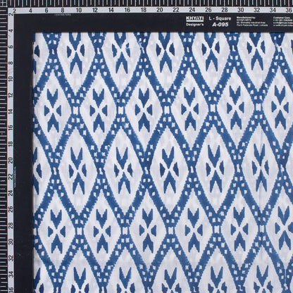 Blue Ikat Print Soft Cotton Fabric for Dress