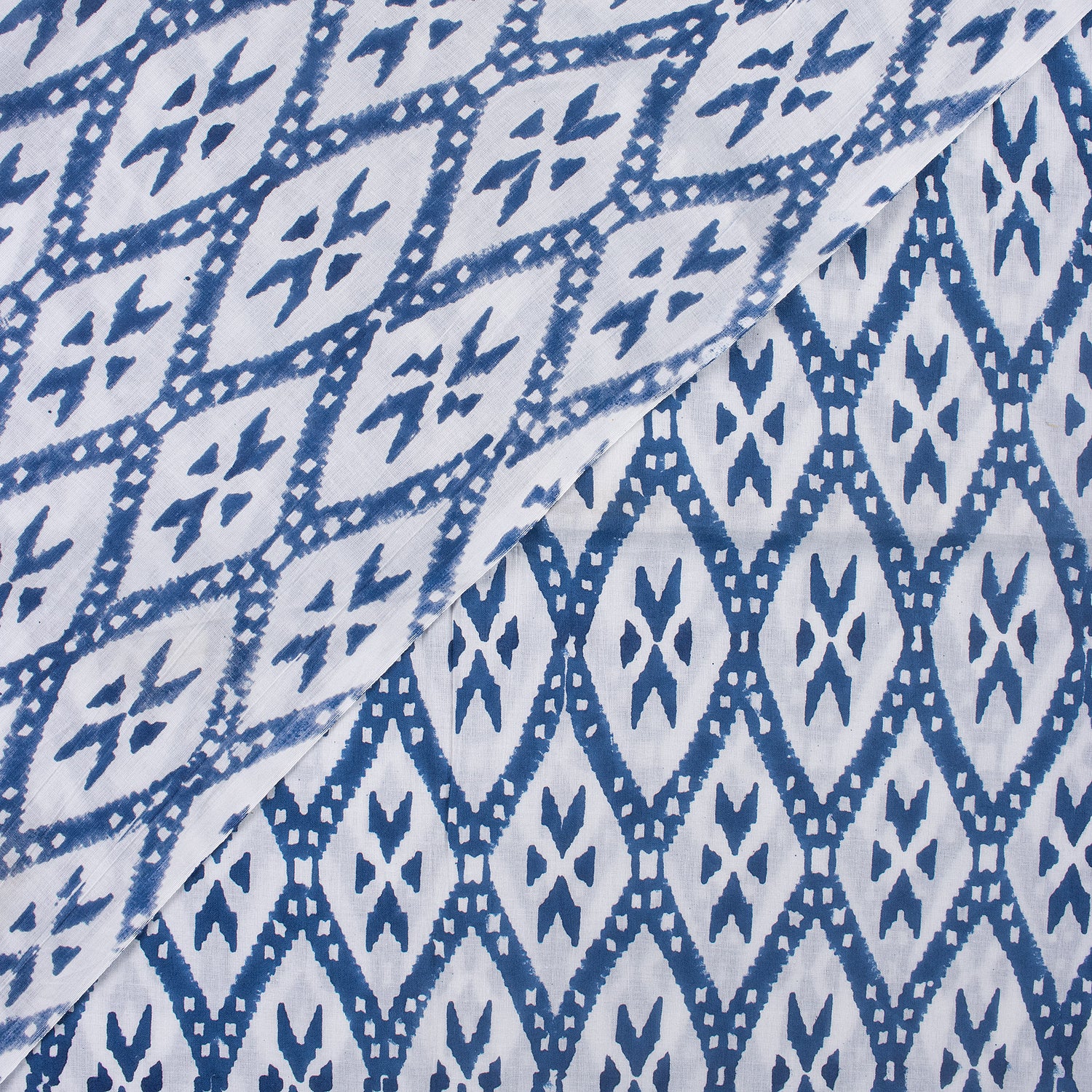 Blue Ikat Print Soft Cotton Fabric for Dress
