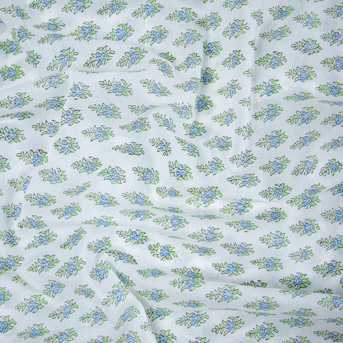 Jaipur Cotton Fabric Green Floral Handmade Printed