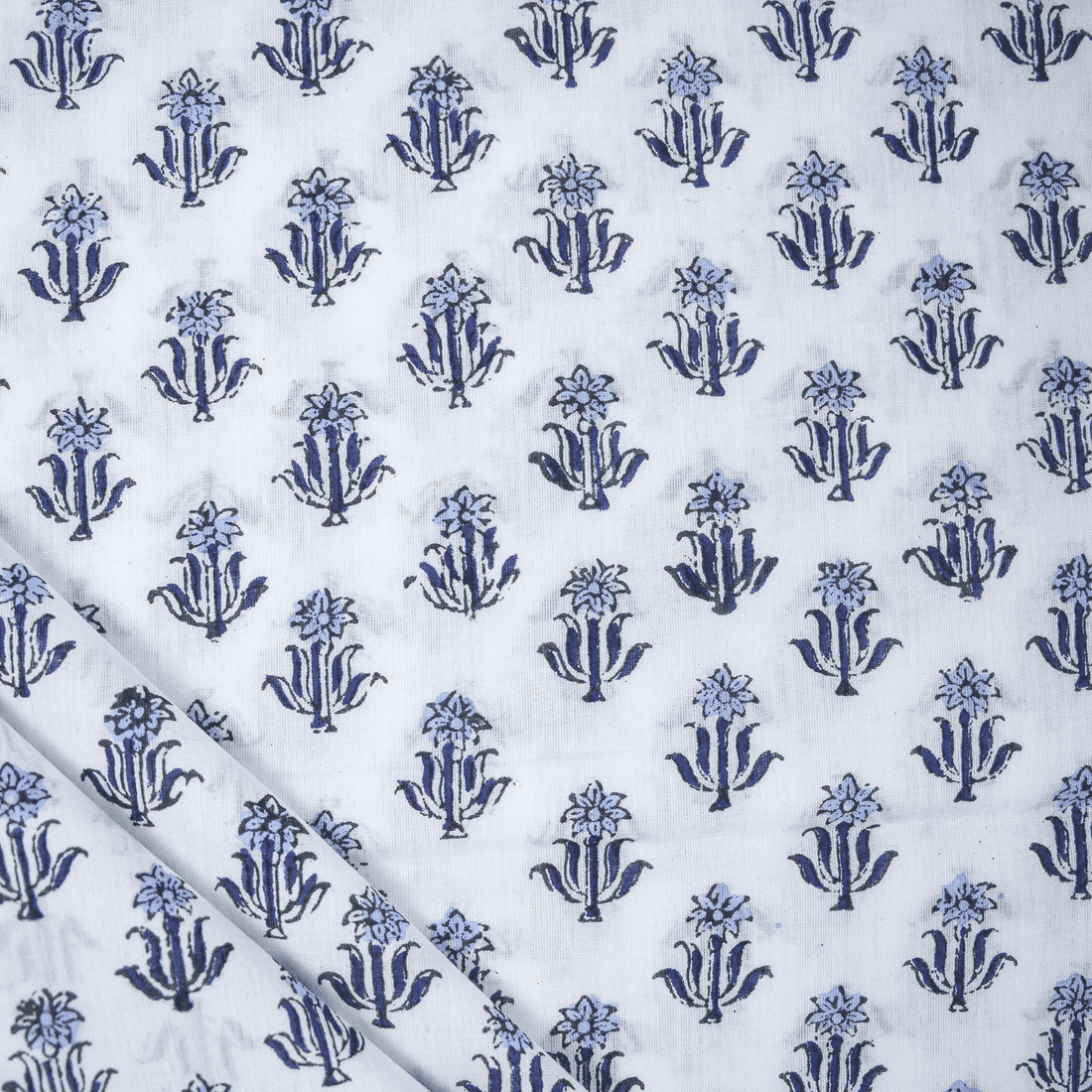 Blue Cotton Fabric Floral Print