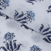 Blue Cotton Fabric Floral Print