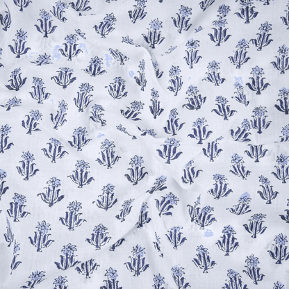 Blue Cotton Fabric Floral Print