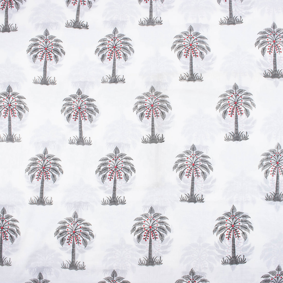 Natural Hand Dyed Palm Tree Print Soft Cotton Fabric