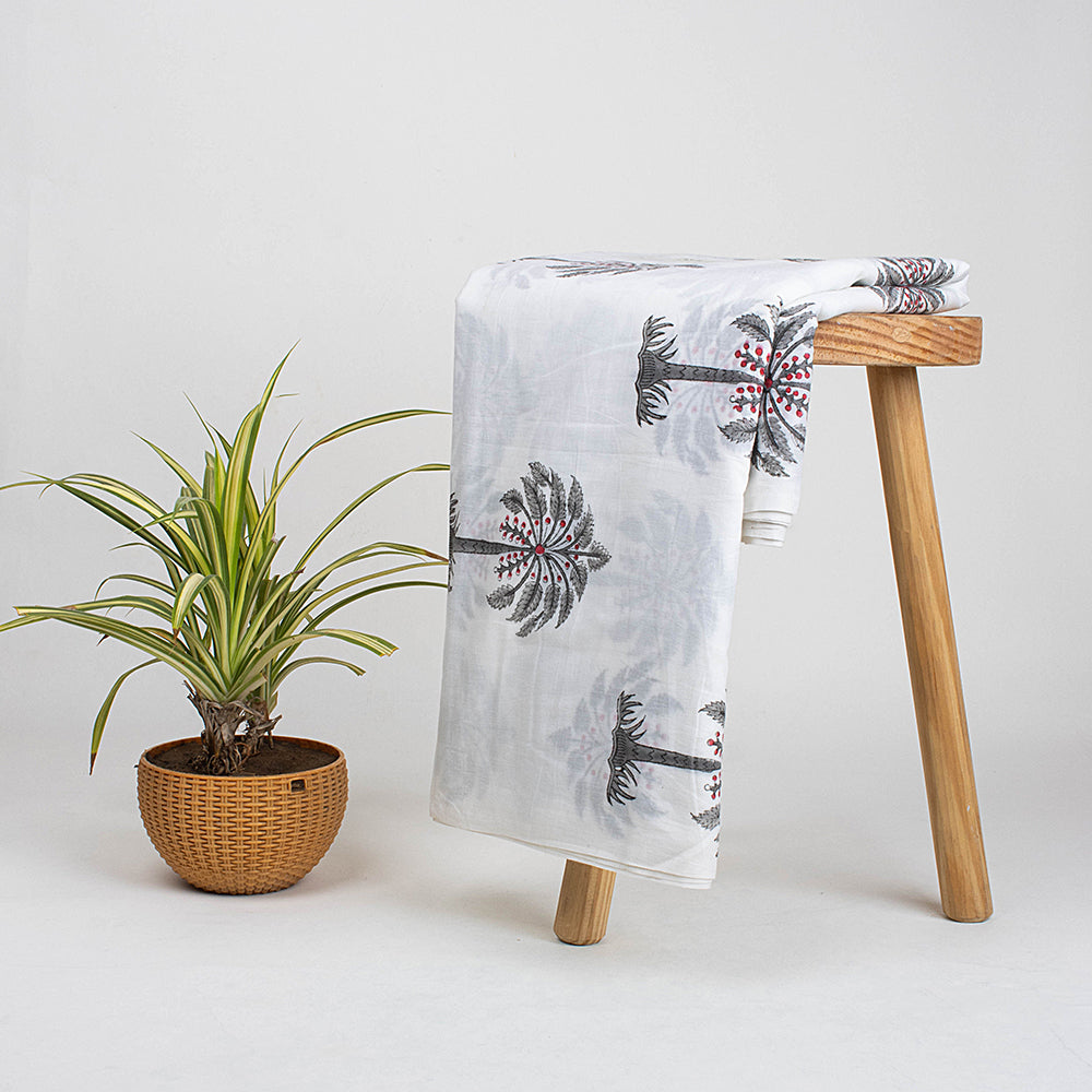 Natural Hand Dyed Palm Tree Print Soft Cotton Fabric