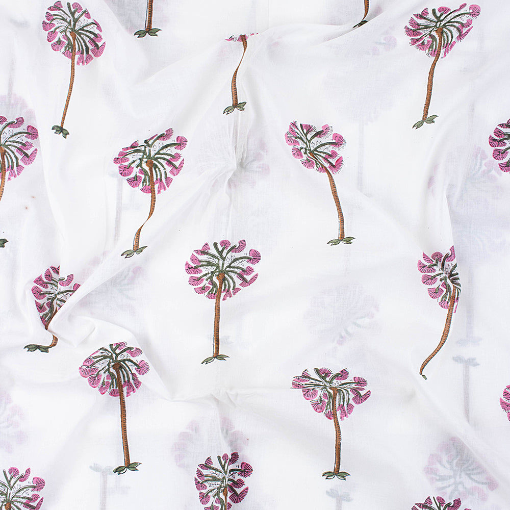 Tie Dye Clothes Pink Natural Borassus Print Cotton Fabric