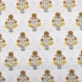 Yellow Floral Hand Block Printed Fabric