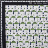 Green Umbrella Hand Block Printed Fabric