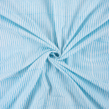 Hand Block Printed Blue Stripe Cotton Fabric Online