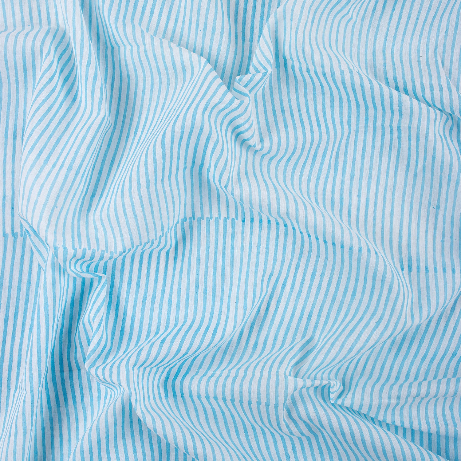 Hand Block Printed Blue Stripe Cotton Fabric Online