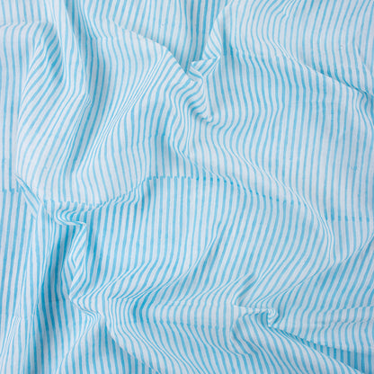 Hand Block Printed Blue Stripe Cotton Fabric Online