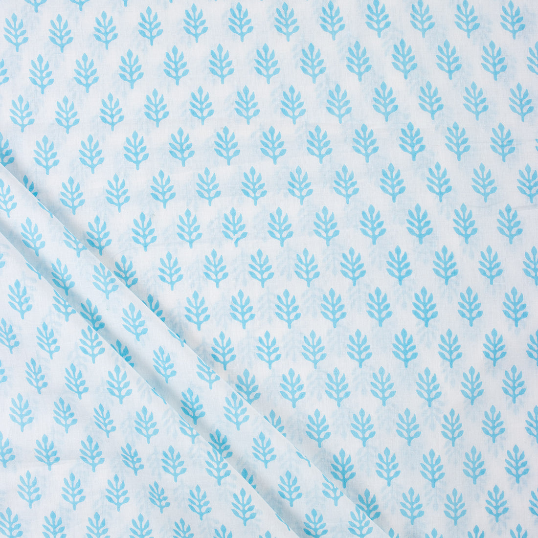 Blue Booti Hand Block Printed Running Fabric