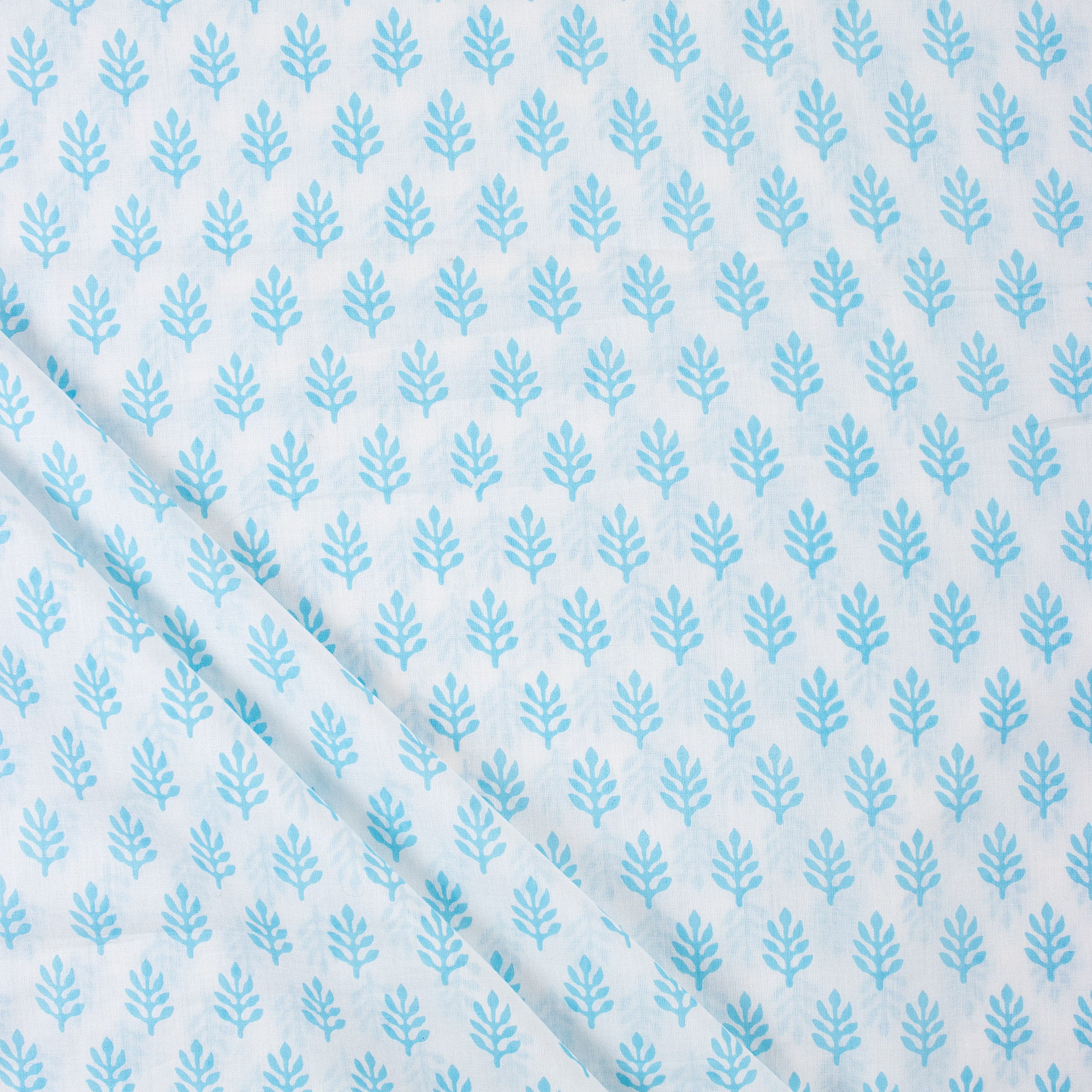 Blue Booti Hand Block Printed Running Fabric