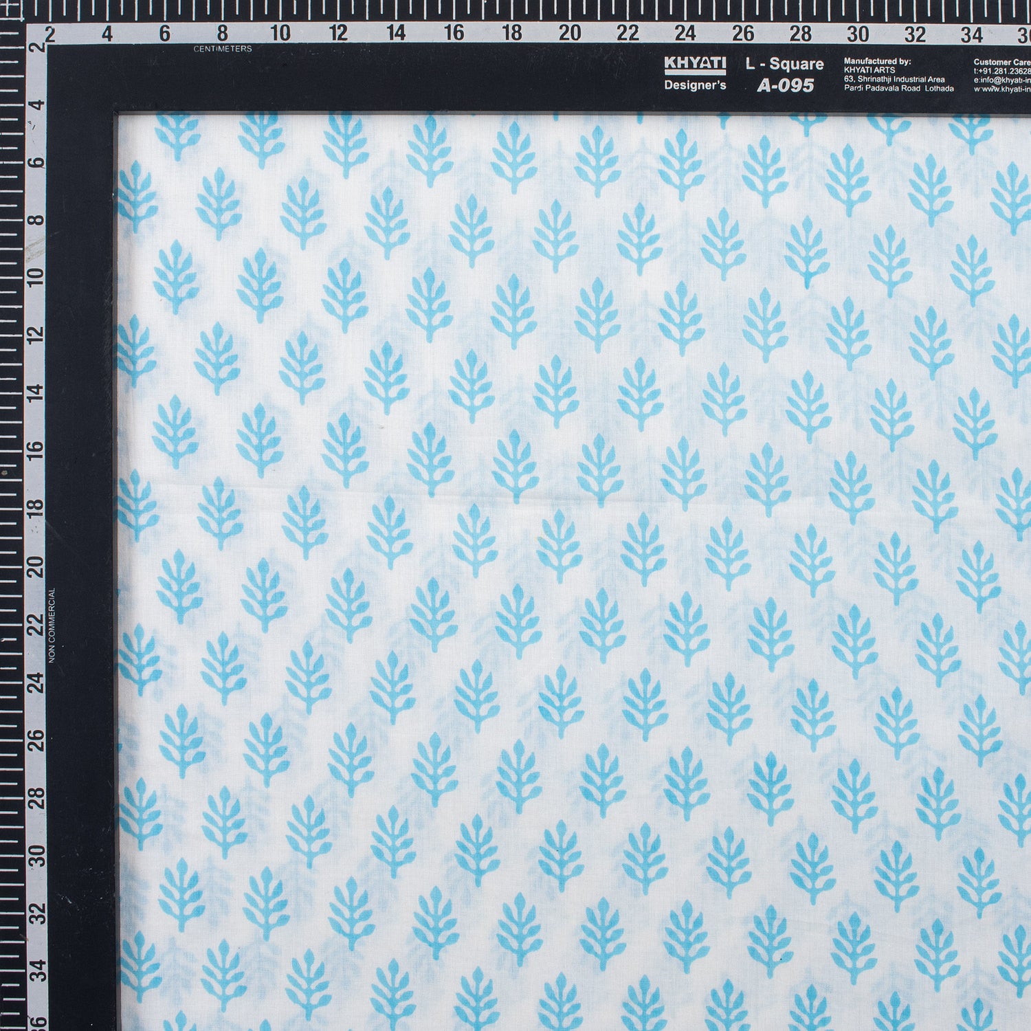 Blue Booti Hand Block Printed Running Fabric