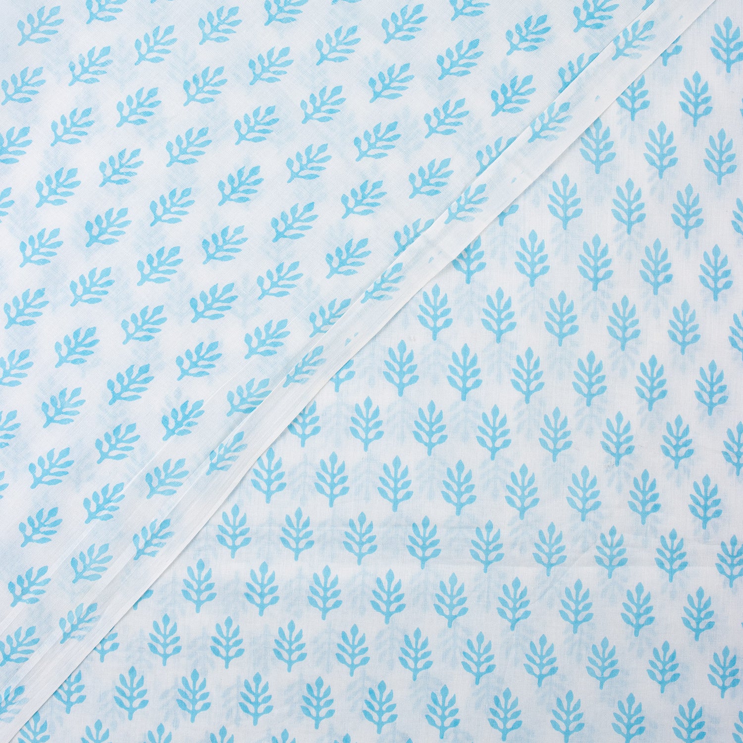 Blue Booti Hand Block Printed Running Fabric