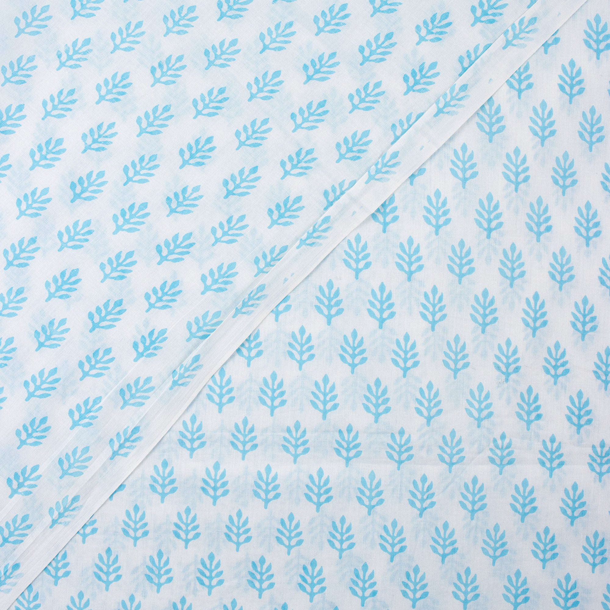 Blue Booti Hand Block Printed Running Fabric