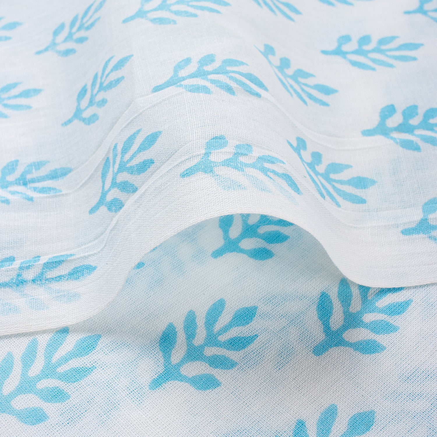 Blue Booti Hand Block Printed Running Fabric