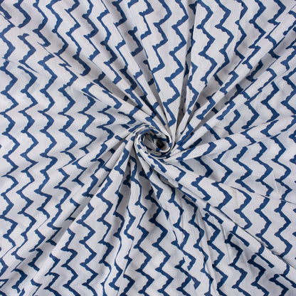 Indian Hand Block Printed ZIg Zag Cotton Fabric