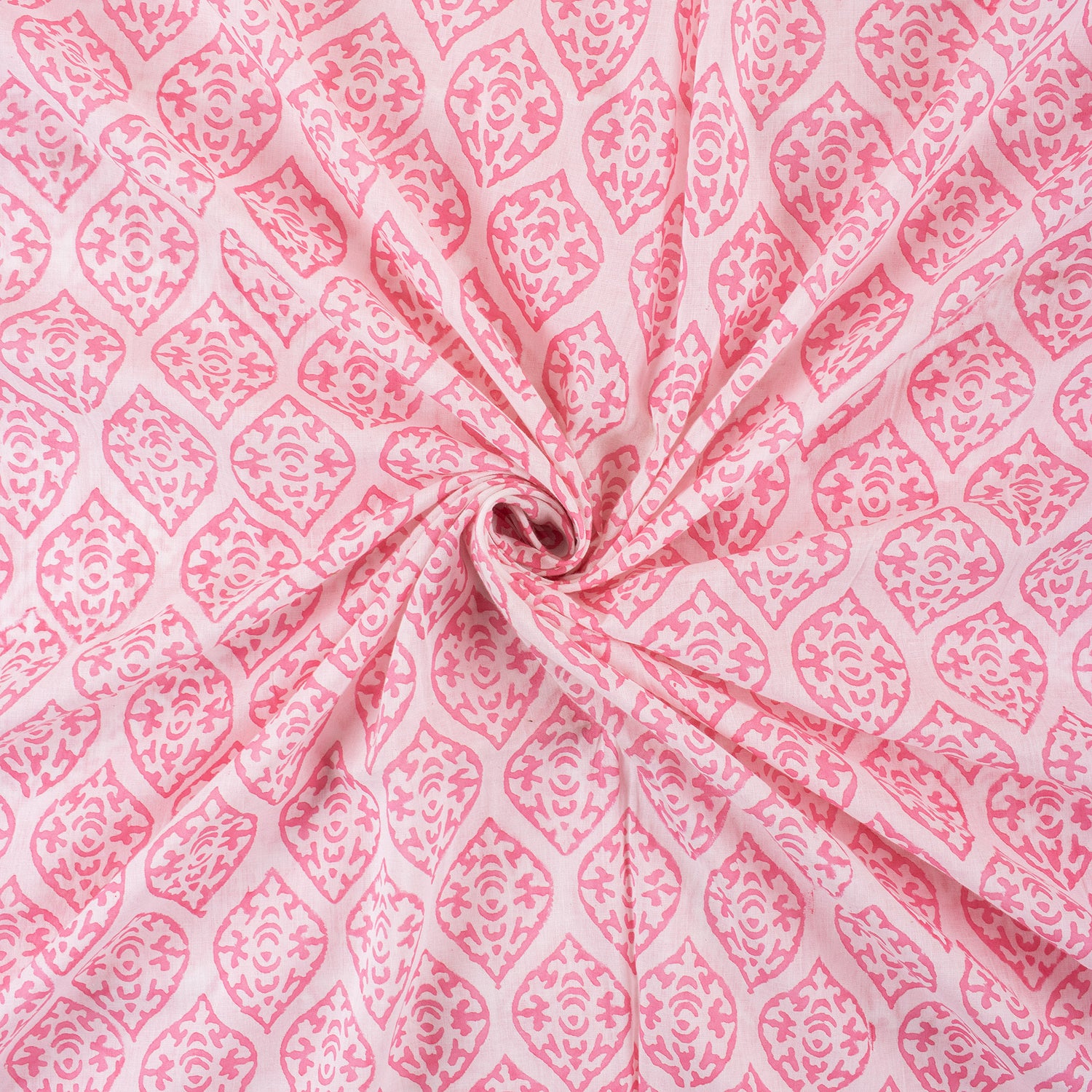 Trendy Leaf Hand Block Printed Cotton Fabric