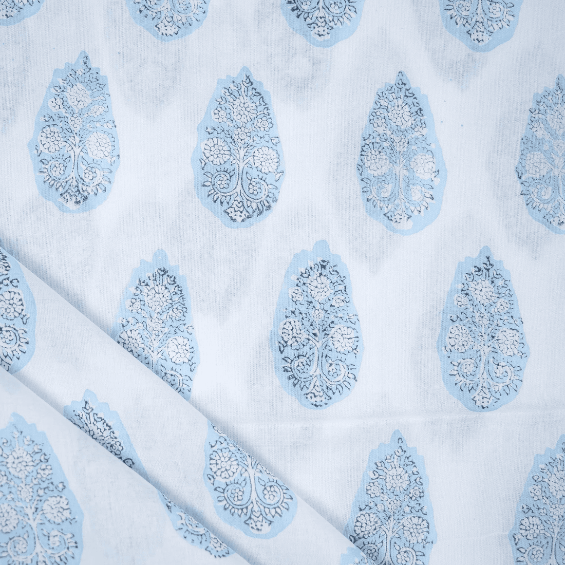 Leaf Hand Block Print Cotton Silk Fabric