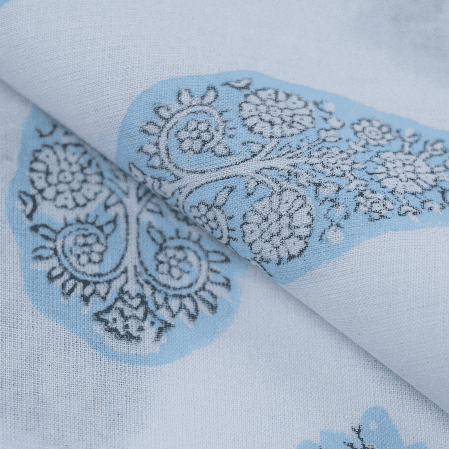 Leaf Hand Block Print Cotton Silk Fabric