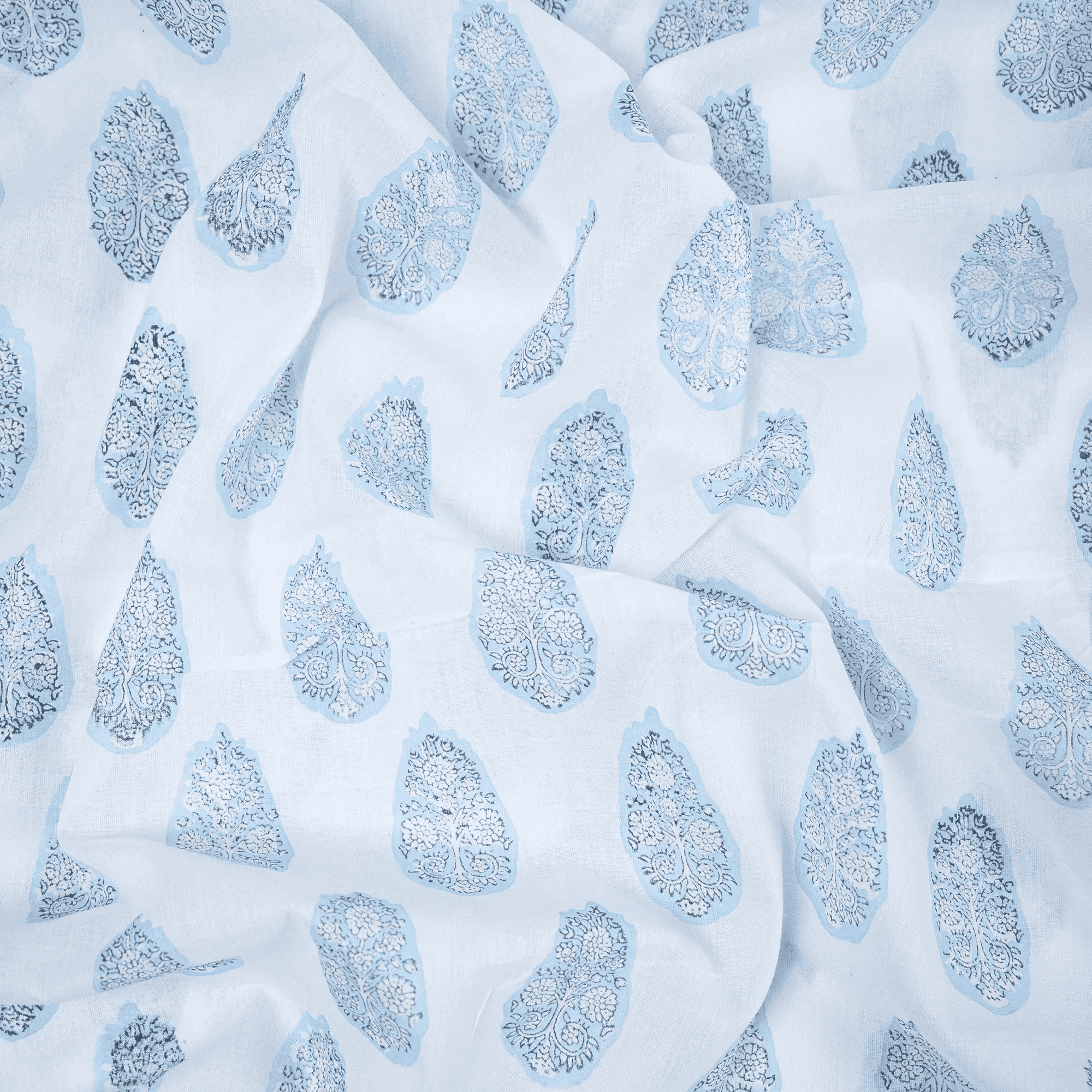 Leaf Hand Block Print Cotton Silk Fabric