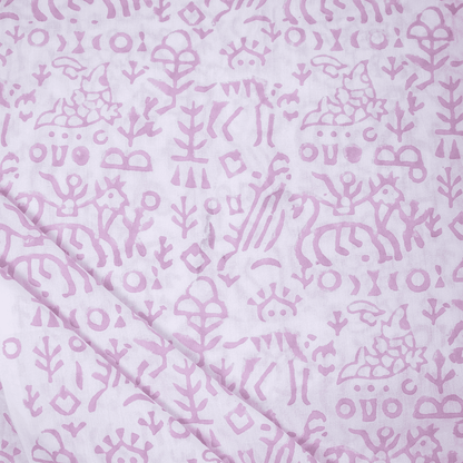 Pink Block Print Fabric Cotton Running Cloth