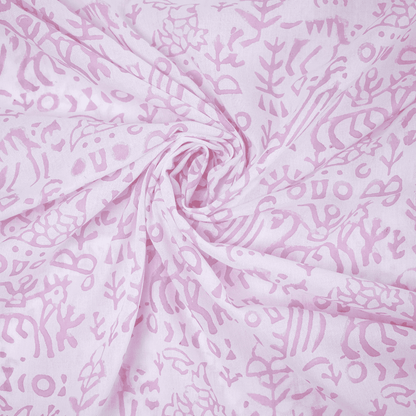 Pink Block Print Fabric Cotton Running Cloth