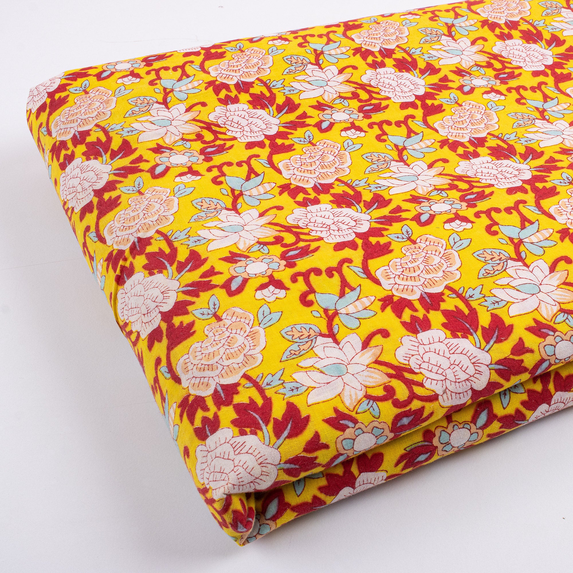 Multicolor Floral Indian Hand Block Printed Fabric