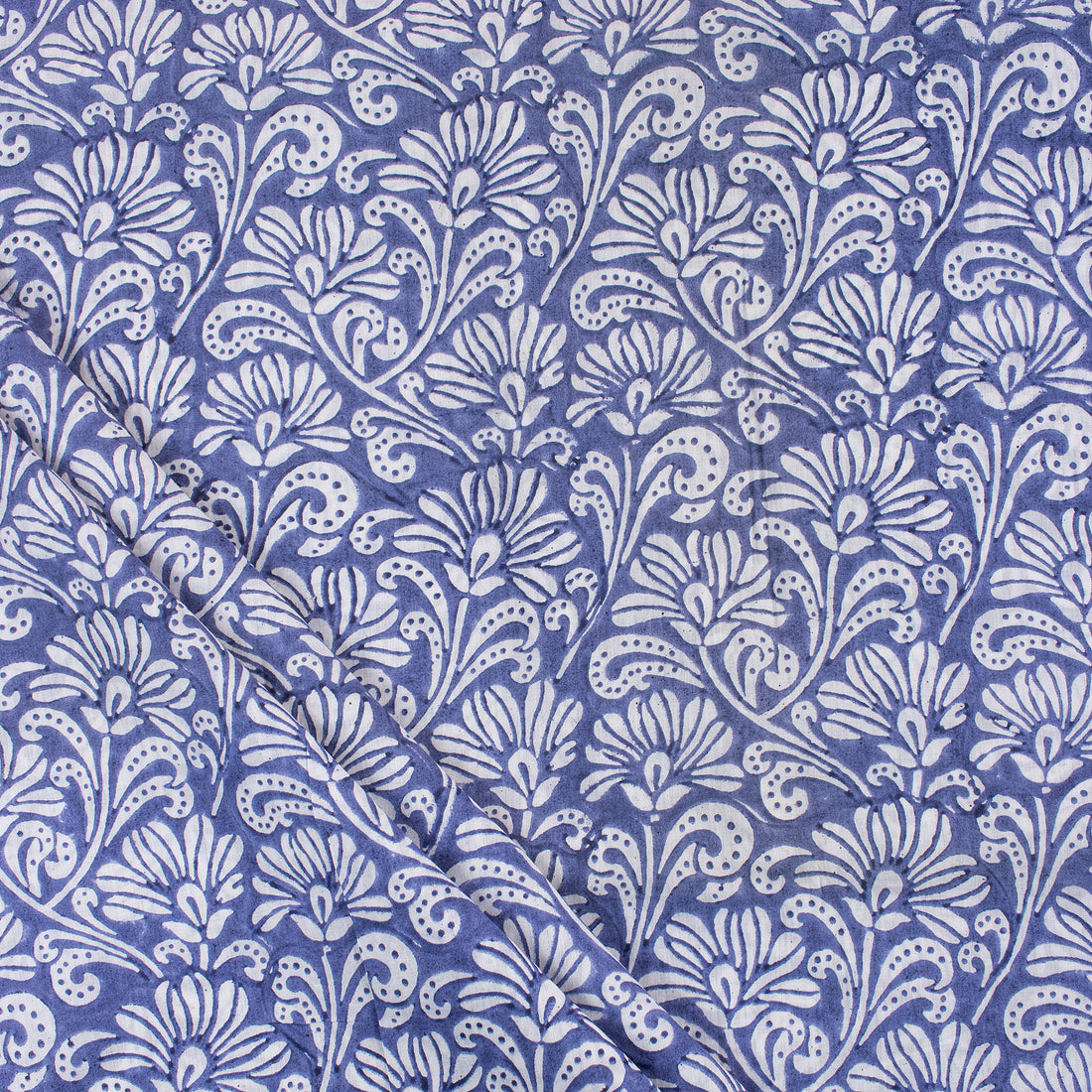 Blue Light Weighted Floral Organic Cotton Fabric for Dress