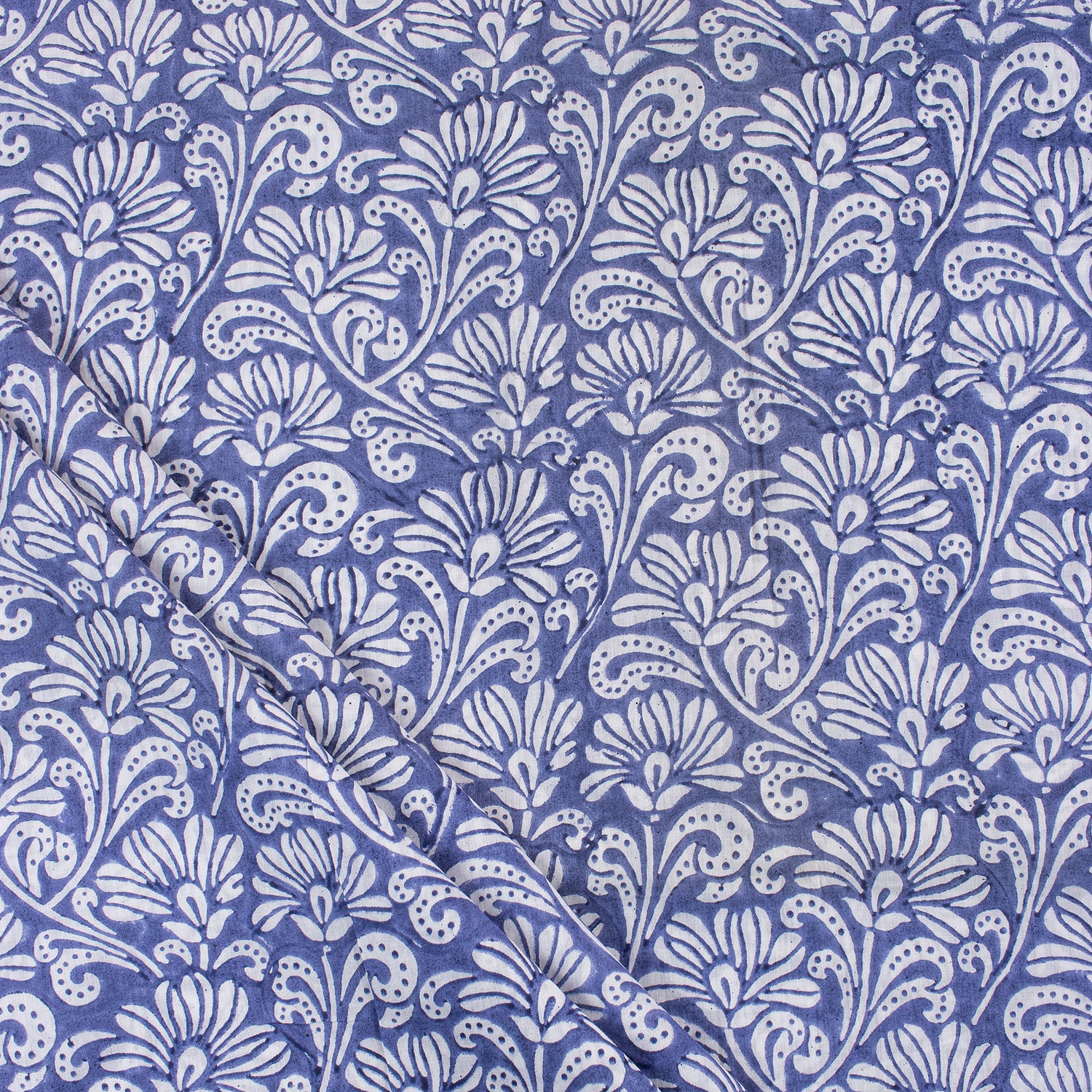 Blue Light Weighted Floral Organic Cotton Fabric for Dress