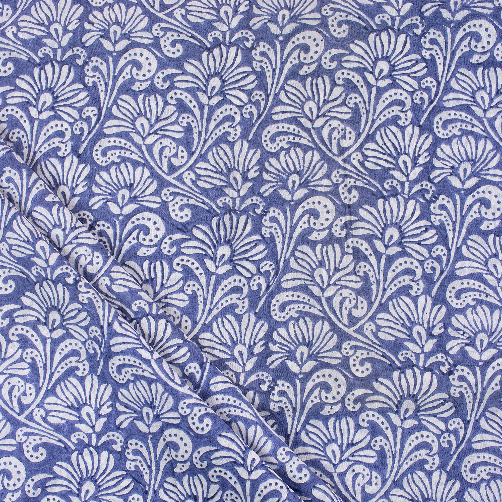 Blue Light Weighted Floral Organic Cotton Fabric for Dress