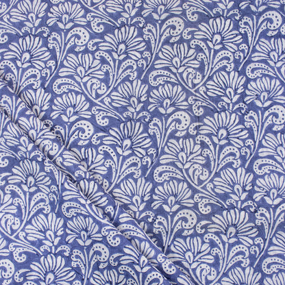 Blue Light Weighted Floral Organic Cotton Fabric for Dress