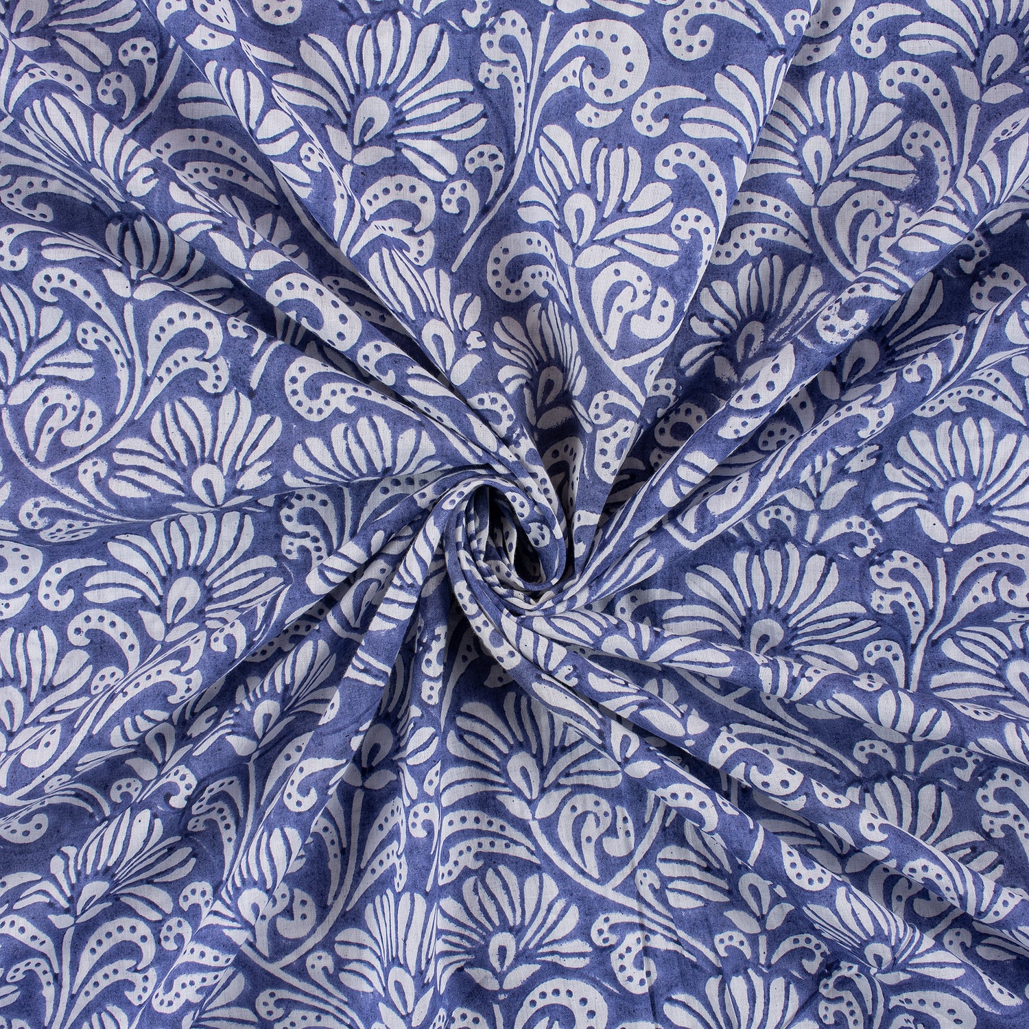 Blue Light Weighted Floral Organic Cotton Fabric for Dress