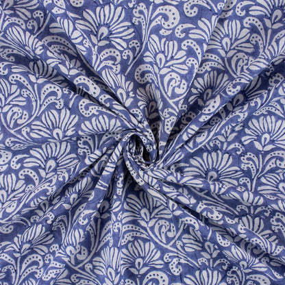 Blue Light Weighted Floral Organic Cotton Fabric for Dress