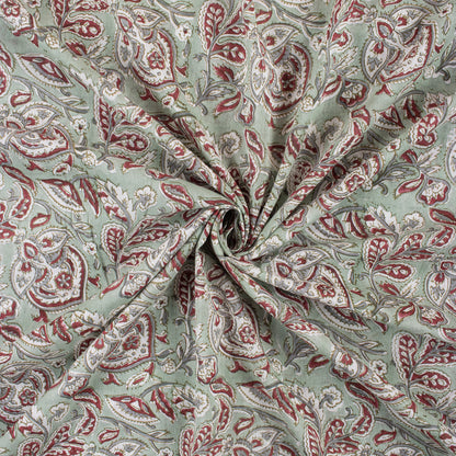 Premium Quality Floral Hand Block Printed Dress Making Fabric