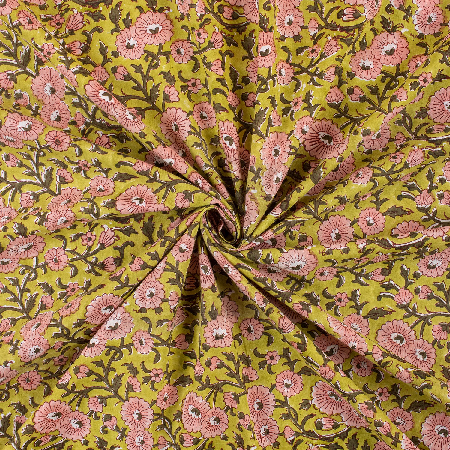 Attractive Floral Hand Block Printed Fabric for Women