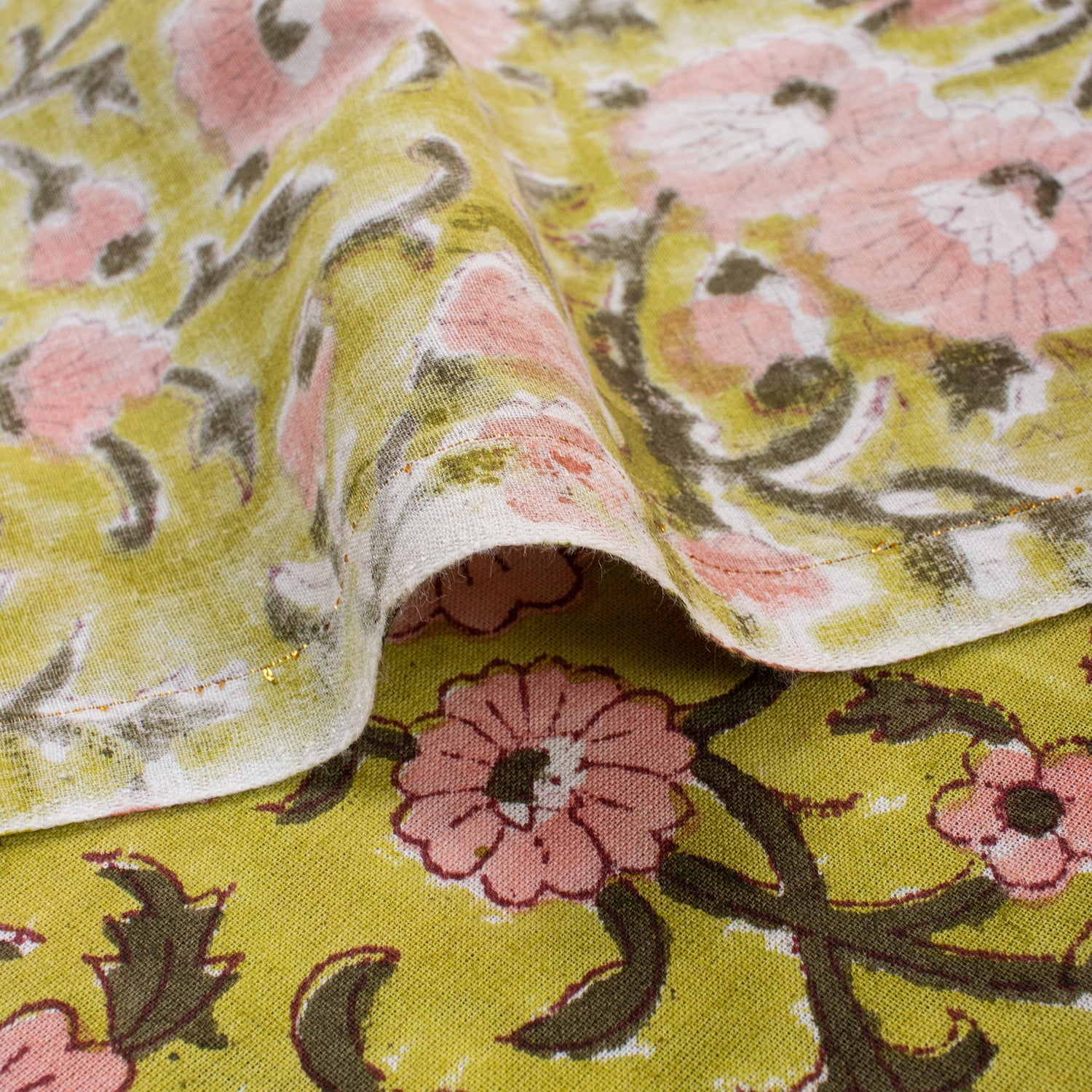 Attractive Floral Hand Block Printed Fabric for Women