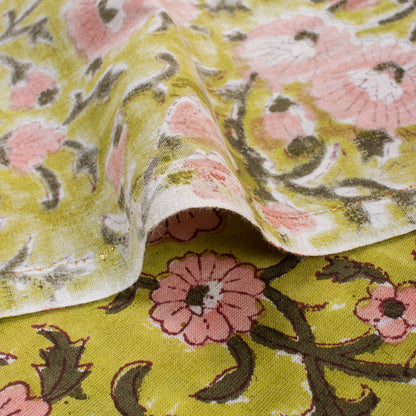 Attractive Floral Hand Block Printed Fabric for Women