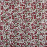 Red Floral Handmade Block Printed Fabric - Dress Material