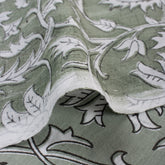 Olive Green Floral Hand Block Printed Pure Cotton Fabric