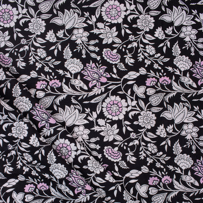 Indian Floral Hand Printed Cotton Fabric for Dress