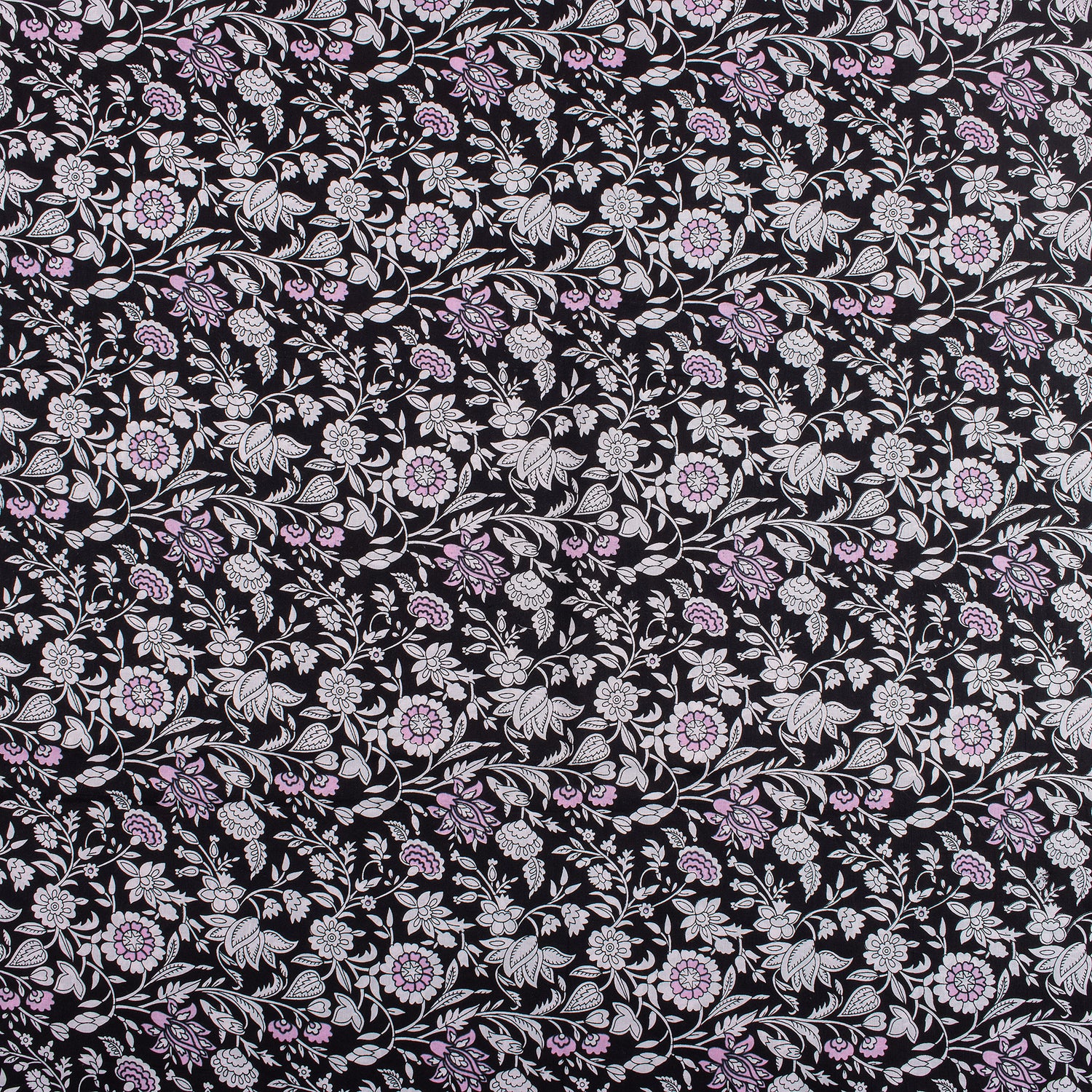 Indian Floral Hand Printed Cotton Fabric for Dress