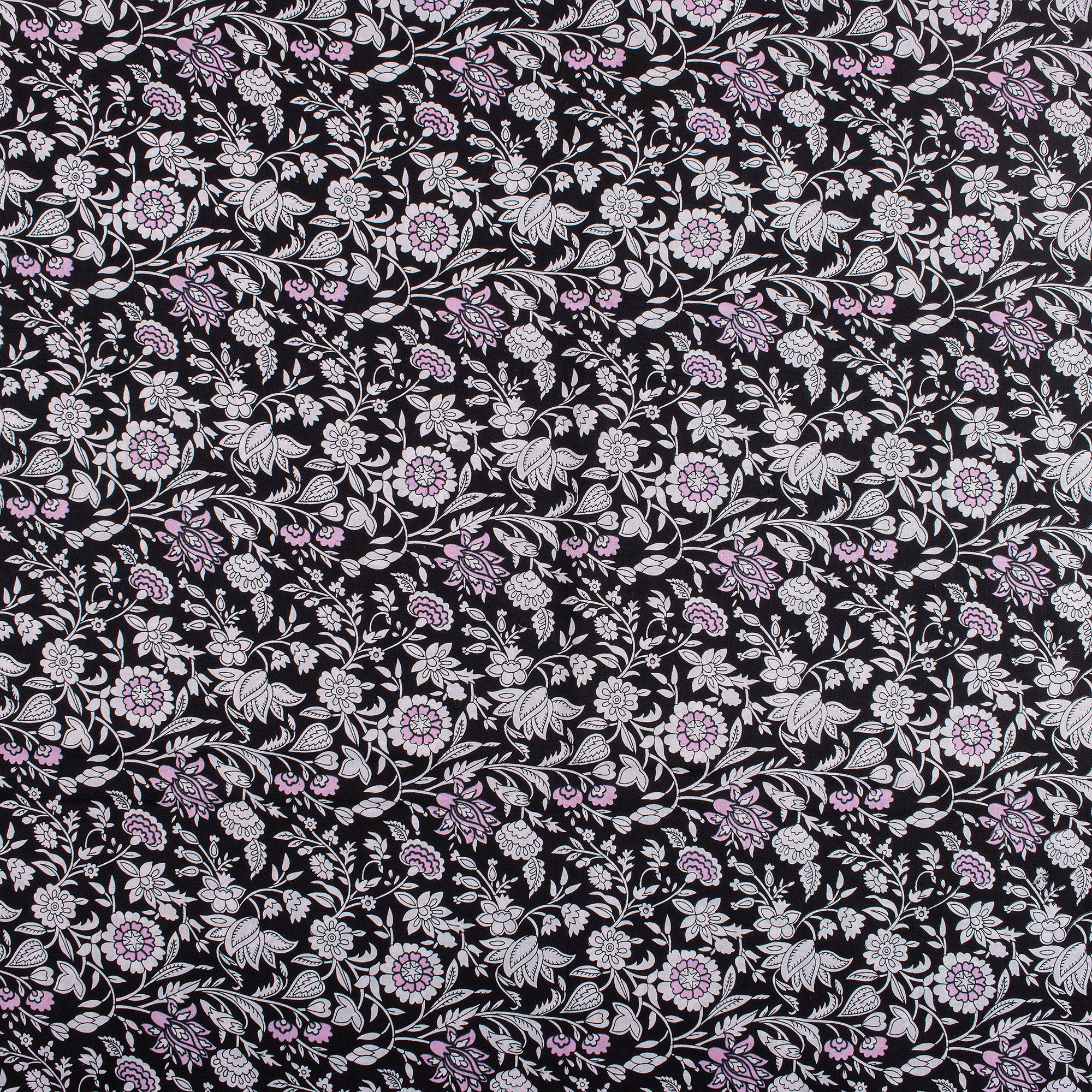 Indian Floral Hand Printed Cotton Fabric for Dress