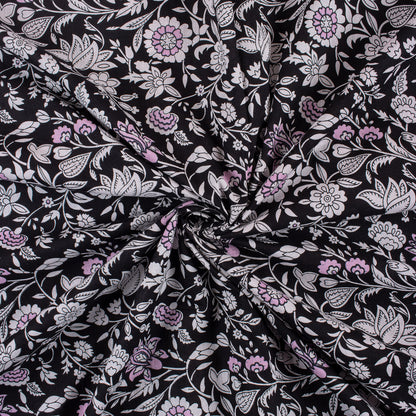 Indian Floral Hand Printed Cotton Fabric for Dress